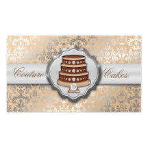Cream Cake Couture Glitzy Damask Cake Bakery Business Card