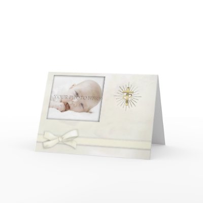 Cream Christening Photo Invitation Card by StarStock