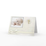 Cream Christening Photo Invitation cards