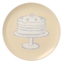 Cream Colour Cake on Beige Background. Party Plates