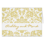 Cream Damask Gold Wedding Invitation Note Cards
