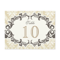 Cream Damask Table Number Postcard