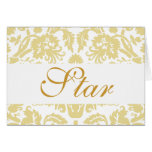 Cream Damask Wedding Table Card with Name