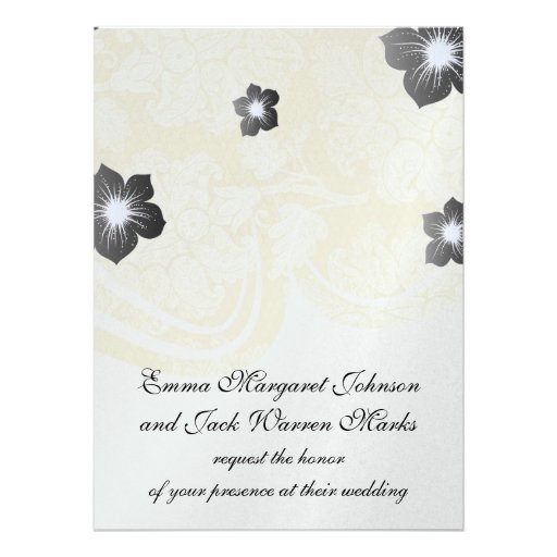 cream ecru floral elegant damask personalized invite