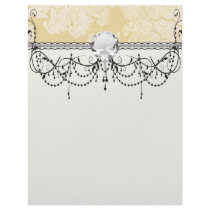 cream ecru floral elegant damask letterhead template
