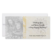 cream ecru floral elegant damask photo card template