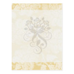 cream ecru floral elegant damask post cards
