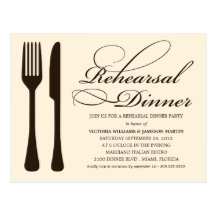 CREAM FLATWARE | REHEARSAL DINNER INVITE POSTCARD