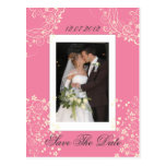 Cream florals on pink with your photo postcard
