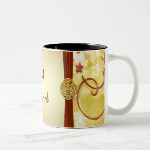 Cream Gold & Red Floral Beverage Coffee Mug