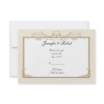 Cream Gold Vintage Pinstripe Floral Response Card Invite