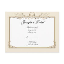 Cream Gold Vintage Pinstripe Floral RSVP Postcard