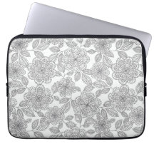 CREAM-GRAY-FLORAL LAPTOP SLEEVES