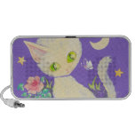 Cream Kitty Cat With Flower Pot, Moon & Stars Mini Speaker