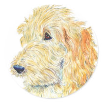 Cream Labradoodle #2 Round Stickers