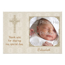 Cream Lace2 Religious Photo Card Personalized Invitations