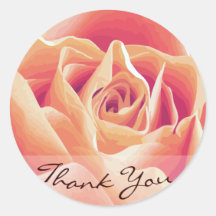 Cream Pink Rose Thank You Sticker
