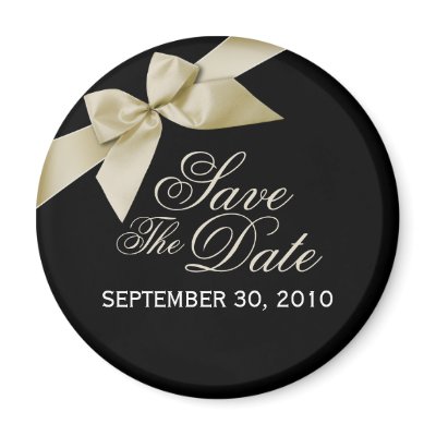 Cream Ribbon Save The Date Wedding Announce Refrigerator Magnet by Ruxique