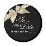 Cream Ribbon Save The Date Wedding Announce magnets