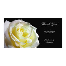Cream Rose & Black Thank You Note Photo Card