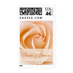 Cream Rose Bride and Groom Names Postage Stamps