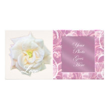 Cream Rose Love With Frame Photo Cards