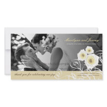 Cream Roses & Swirls Thank You Photo Card