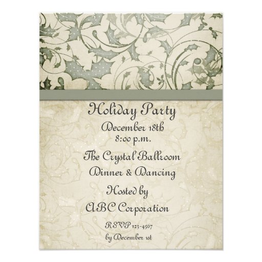 Cream Sage Holly Swirls Invite