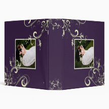Cream Swirls, Plum Wedding Binder Photo