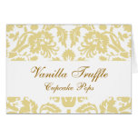 Cream White Damask Wedding Sweets Table Card