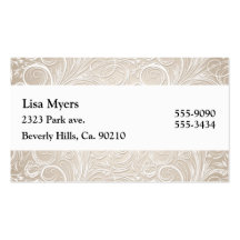 Creamy White & Gold Floral Swirls Paisley Business Cards