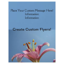 Create Custom Flyers! Pink Lily Flower Blue Sky