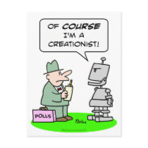 creationist robot course religion polls post cards