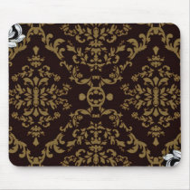 Creative Brown Damask and White floral Mousepad
