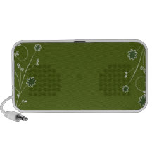 Creative floral on dark olive green background travel speakers