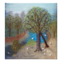 Creek with beach and trees photo print