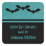 Creepy Bats Halloween Baking Stickers, Teal