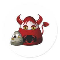 Creepy Candy Corn Devil And Zombie Round Sticker