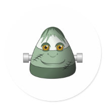 Creepy Candy Corn Frankenstein Round Stickers