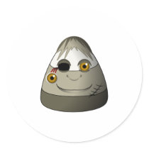 Creepy Candy Corn Zombie Round Sticker