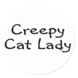 Creepy Cat Lady Round Stickers