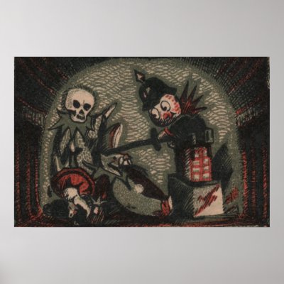 Creepy dolls: evil jack-in-the-box skeleton bully poster by fanfreluche