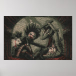 Creepy dolls puppets from hell punching each other posters