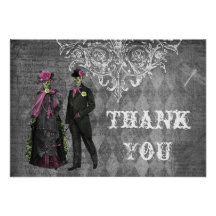 Creepy Halloween Bride & Groom Thank You Wedding Invite