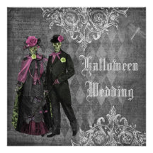 Creepy Halloween Bride & Groom Wedding Custom Invitation