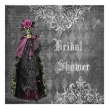 Creepy Halloween Bride Shabby Chic Bridal Shower Invite