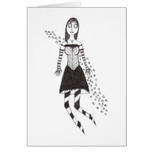 creepy heart girl greeting cards