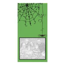 Creepy Spider.... Green Personalized Photo Card