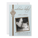 Crested Ornate 5x7" Birth Announcement (blue) invitations