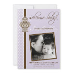 Crested Ornate 5x7" Birth Announcement (lavender)